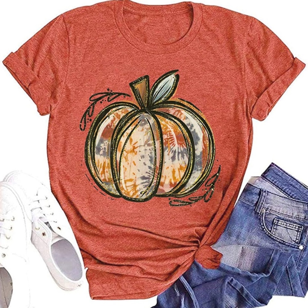 Women’s Fall/Halloween Pumpkin Short Sleeve Graphic Tee